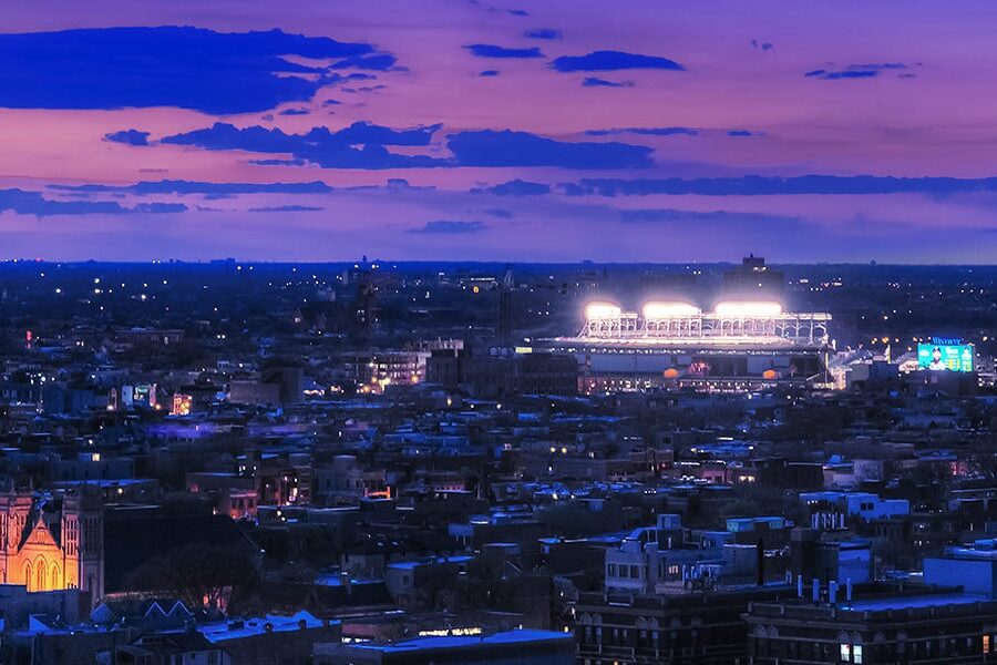 Aerial view of Wrigleyville, Chicago