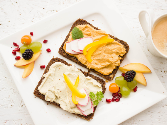 Brunch toast with spreads