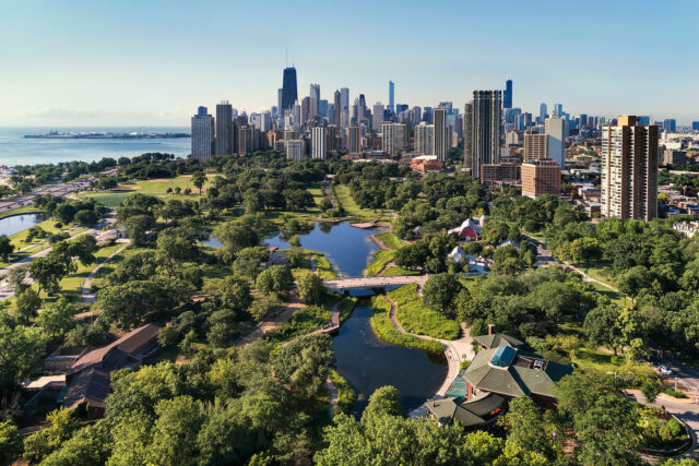 Aerial View of Lincoln Park Chicago