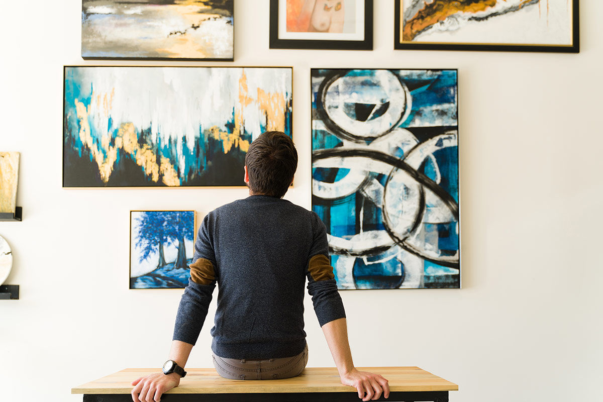 Person looking at artwork