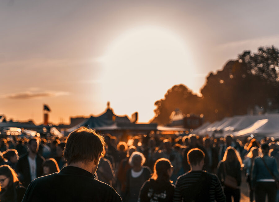 People walking during street festival