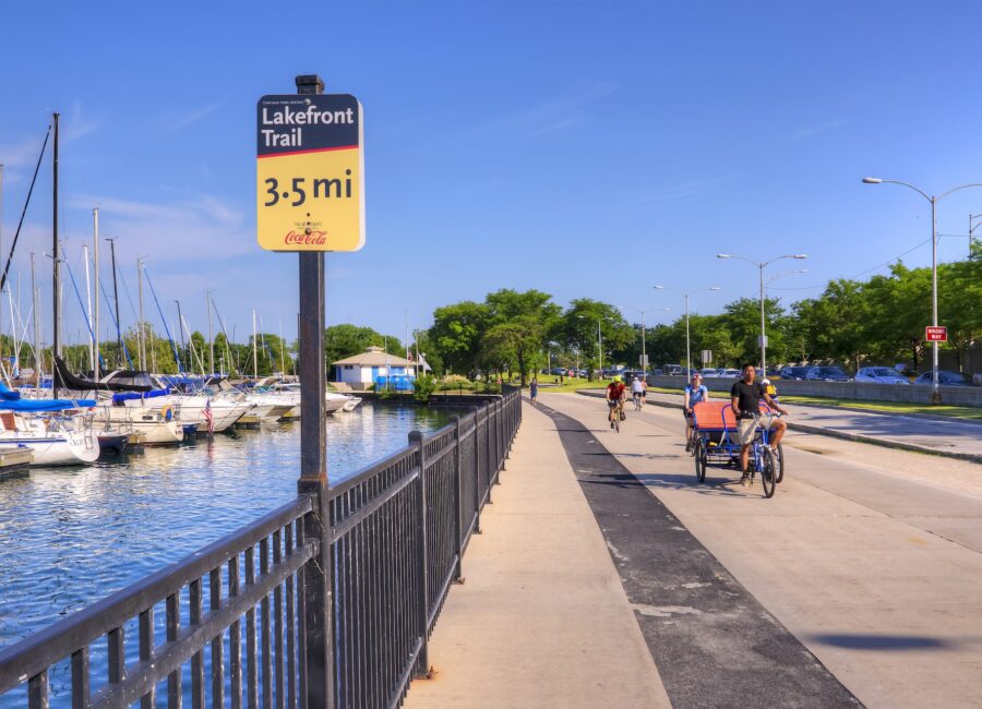 People biking on Chicago's Lakefront Trail