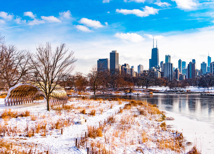 Lincoln Park Chicago with Snow