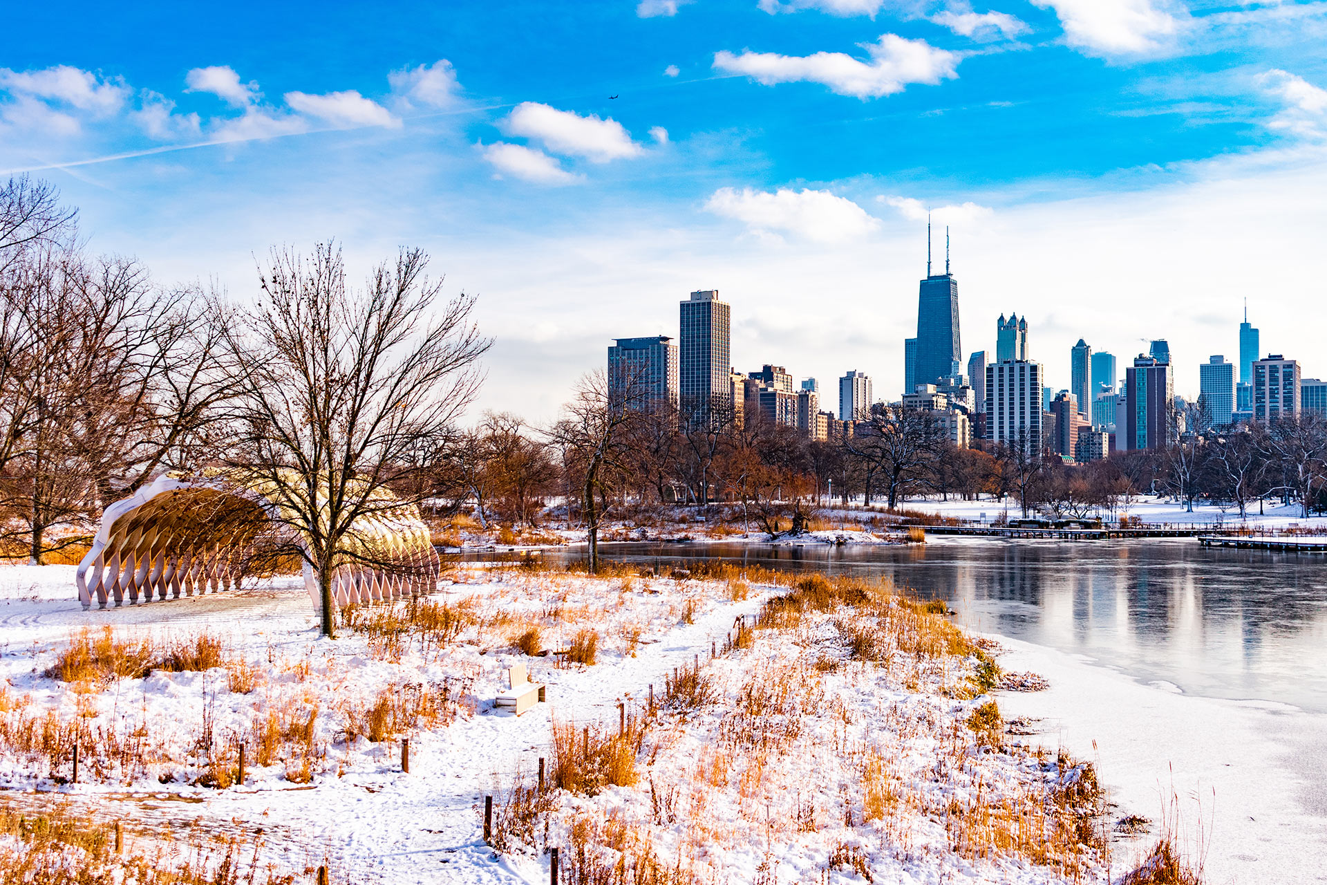 Lincoln Park Chicago with Snow